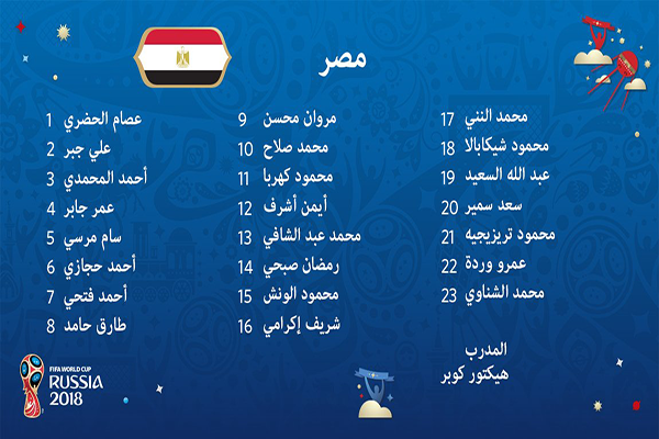تشكيلة منتخب مصر في كأس العالم