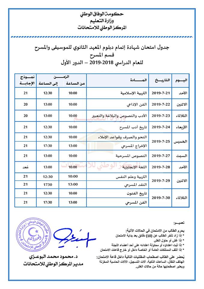 برنامج فحص ثانوي مسرح دور أول ليبيا في ال\اخل