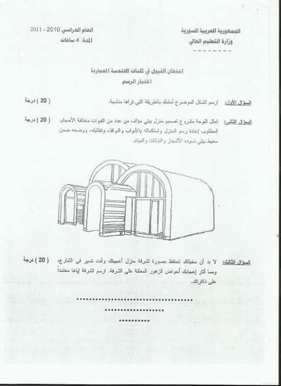 فحص مسابقة العمارة لعام 2019 في سوريا التفاصيل والموعد