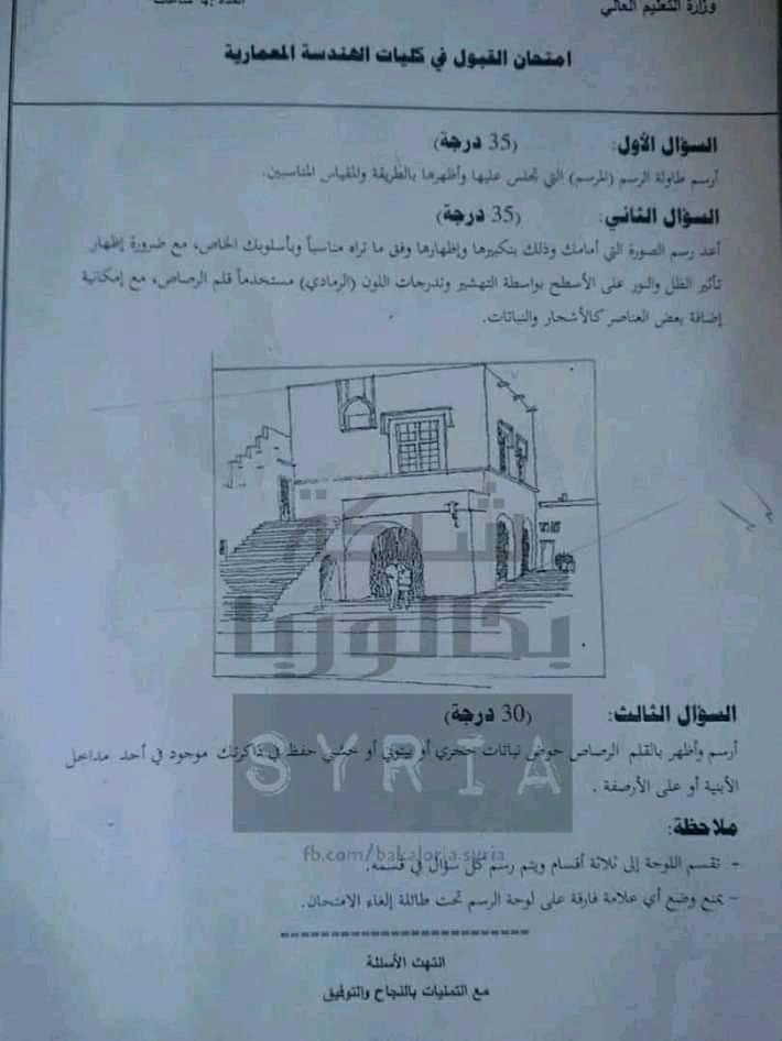 فحص مسابقة العمارة لعام 2019 في سوريا التفاصيل والموعد