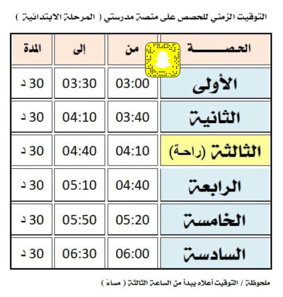 اوقات الحصص